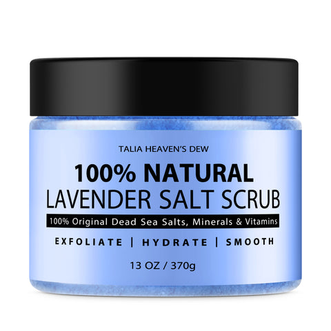 Soothing and calming Natural Dead Sea Salt and Lavender body scrub, enriched with dead sea minerals and vitamins